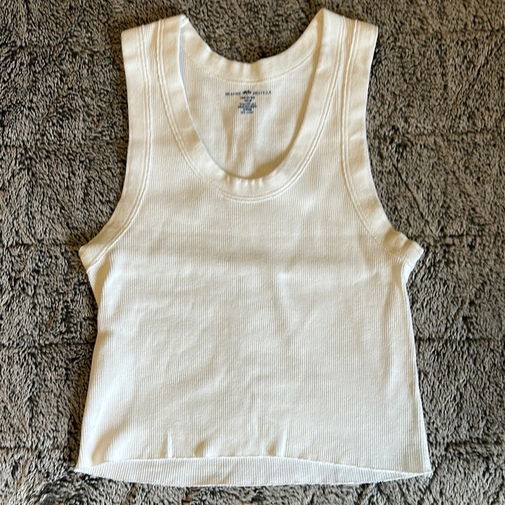 White Ribbed Tank Top